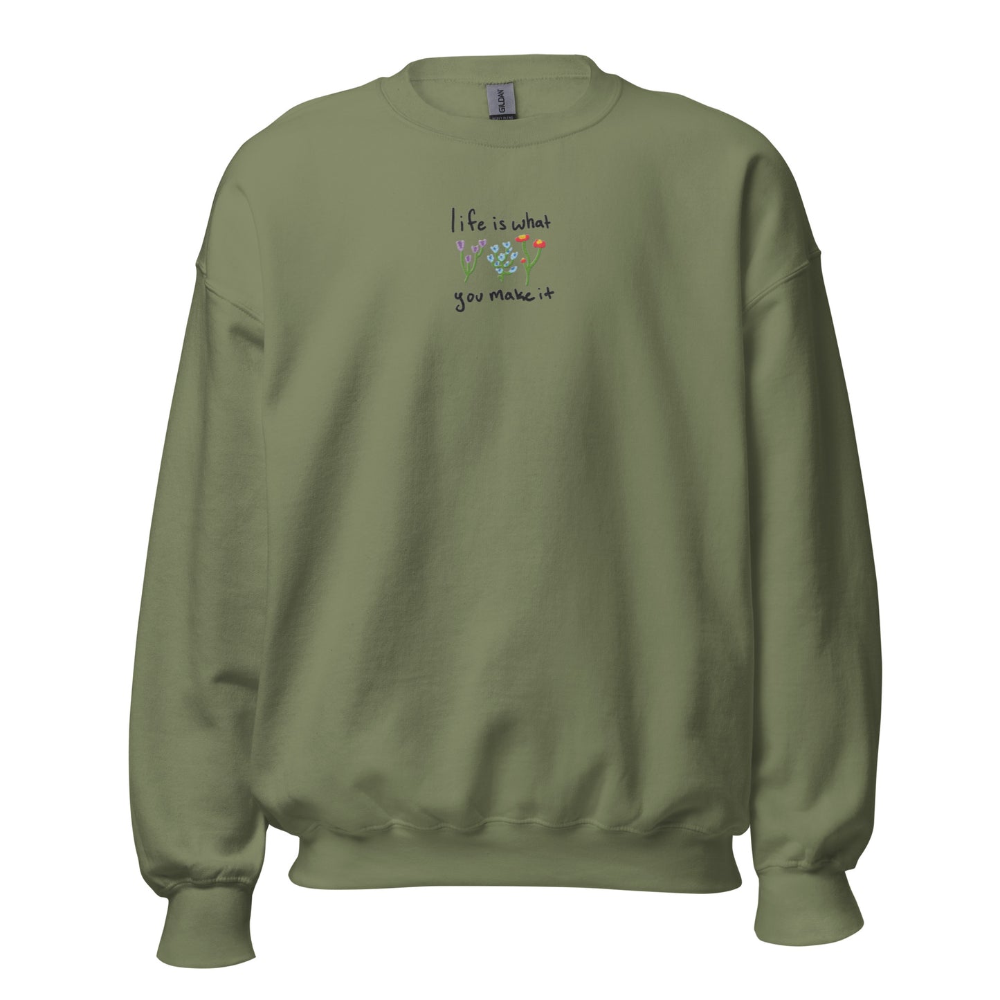 Life is What You Make It Embroidered Crewneck Sweatshirt