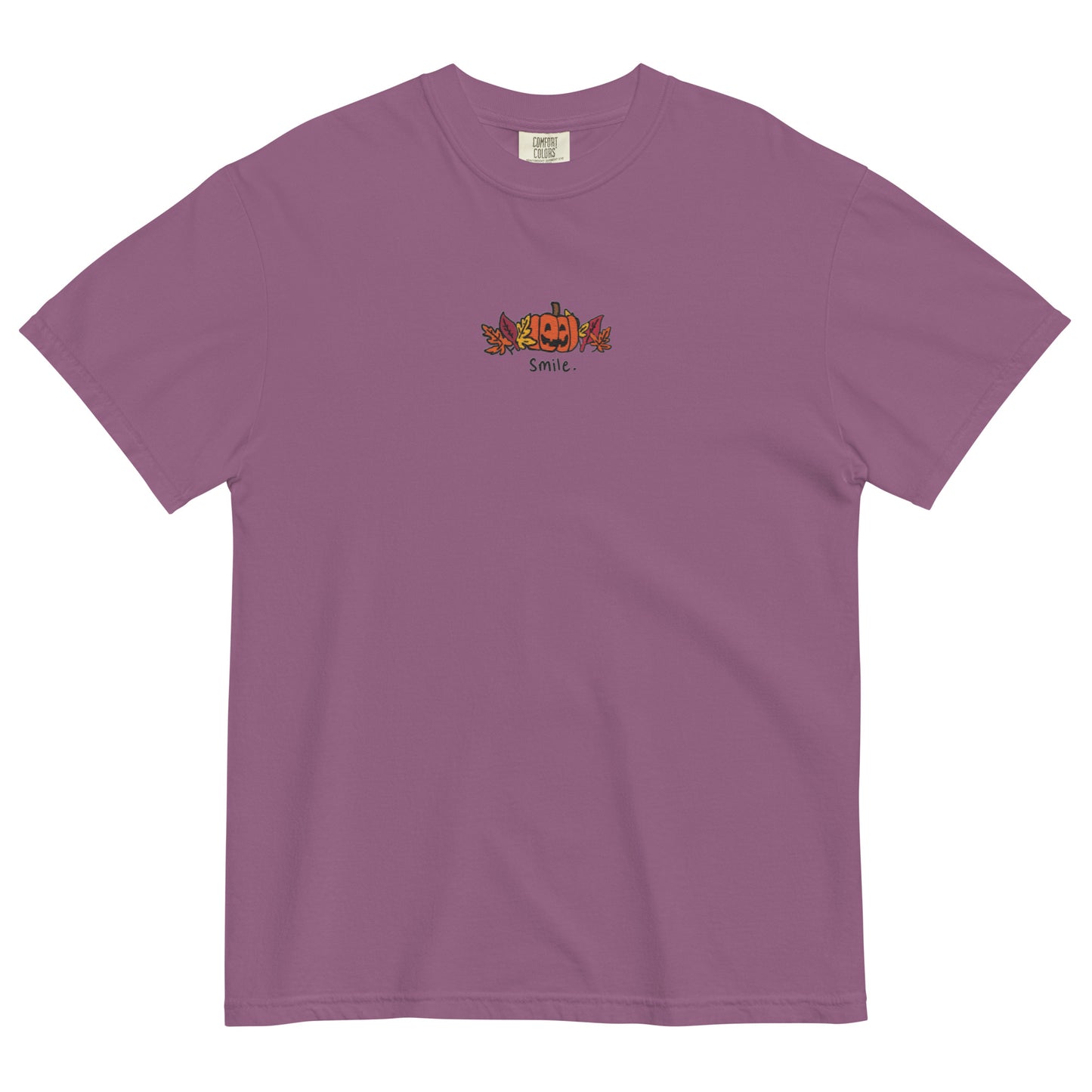 Smile Pumpkin Embroidered T-Shirt