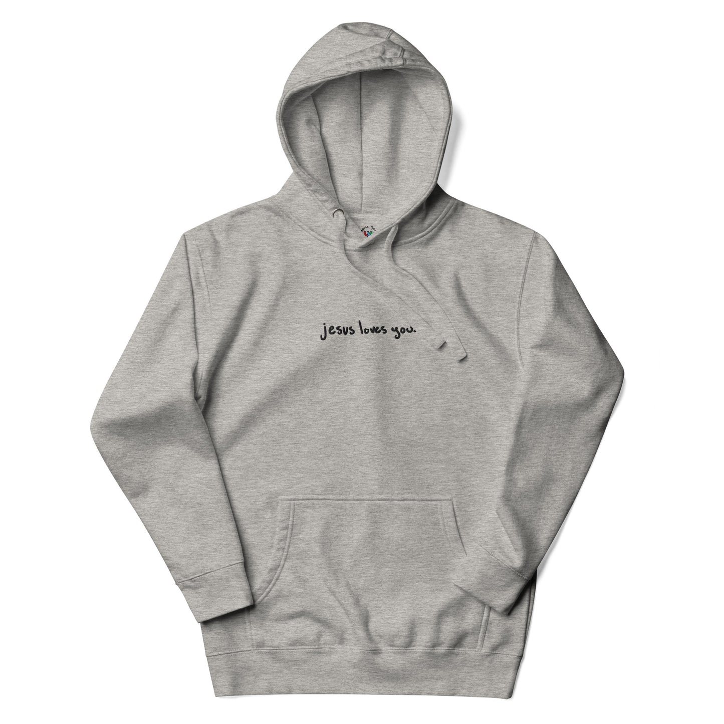 Jesus loves you. Embroidered Hoodie Sweatshirt