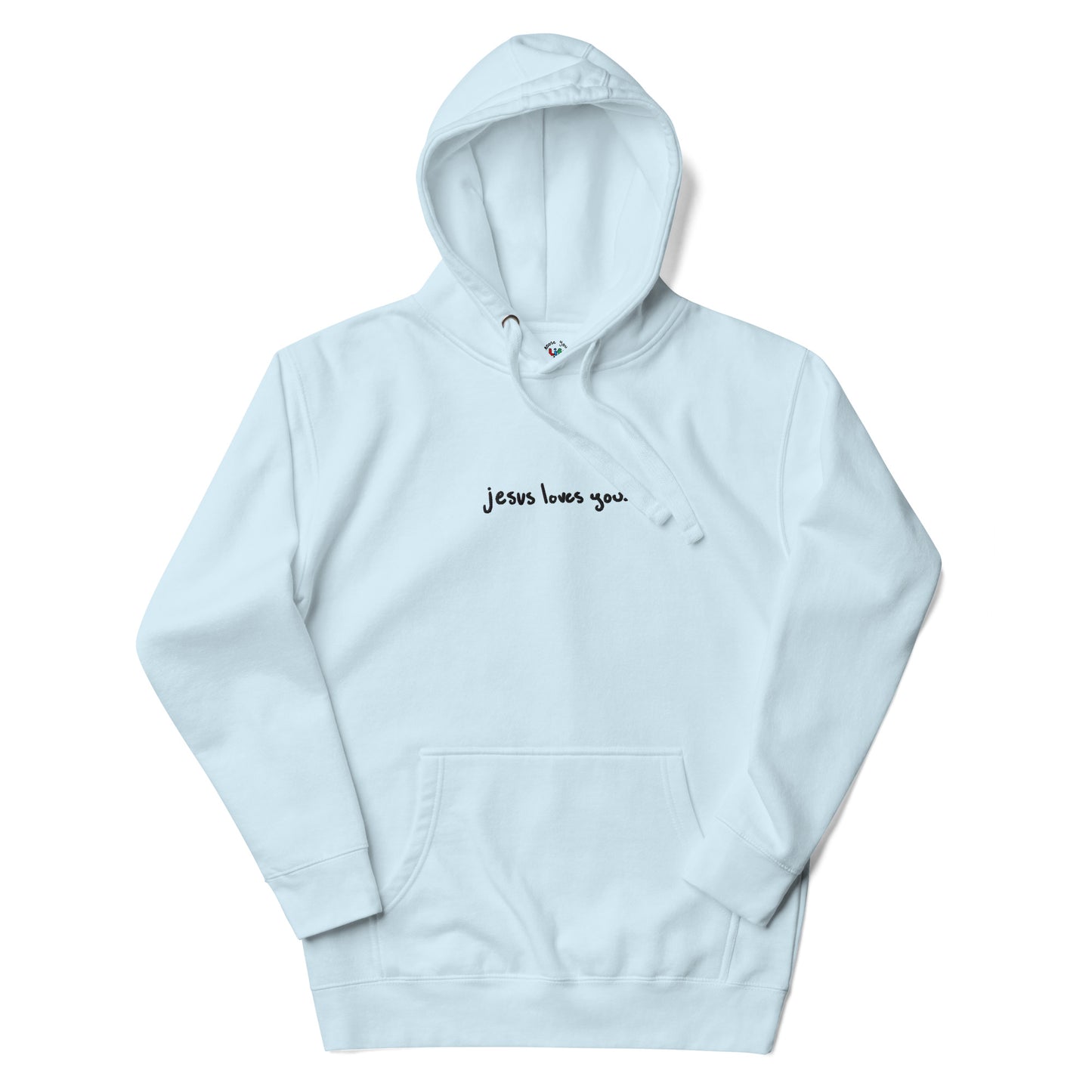 Jesus loves you. Embroidered Hoodie Sweatshirt