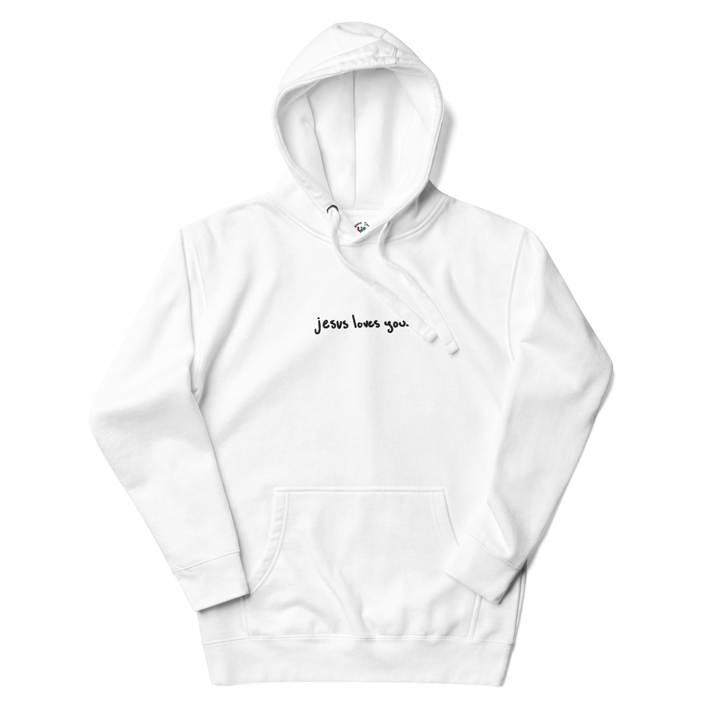 Jesus loves you. Embroidered Hoodie Sweatshirt